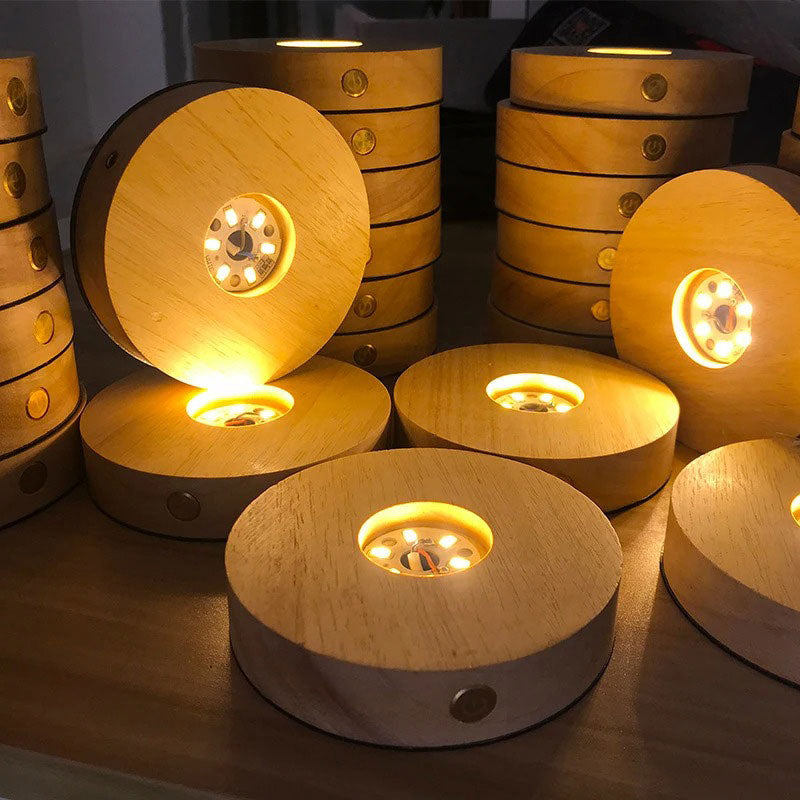 CRYSTALHUG™ Wooden LED Lamp Base with Touch Switch Included