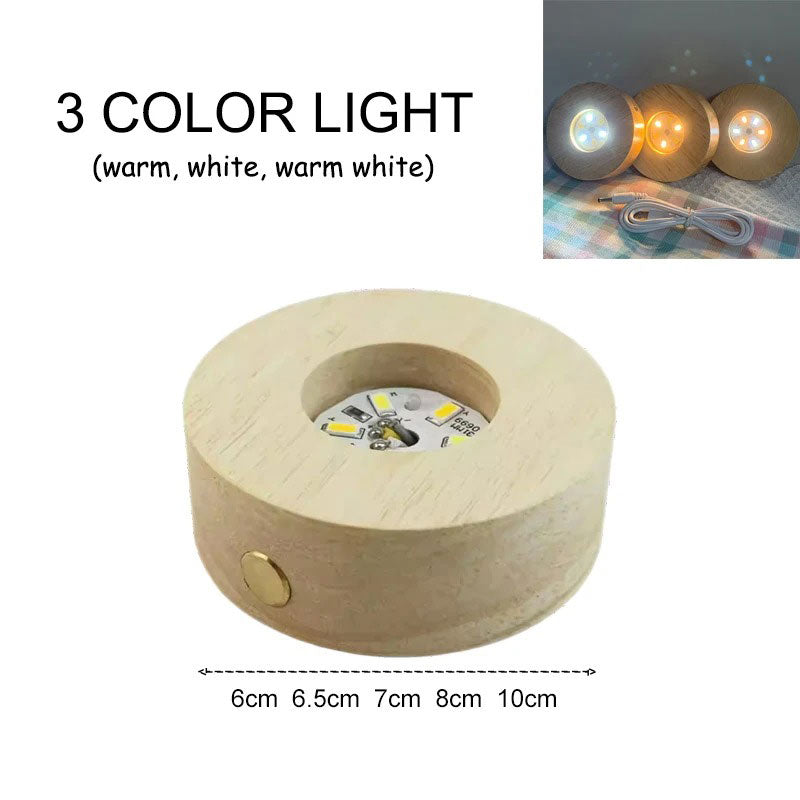 02 CRYSTALHUG™ Wooden LED Lamp Base with Touch Switch Included