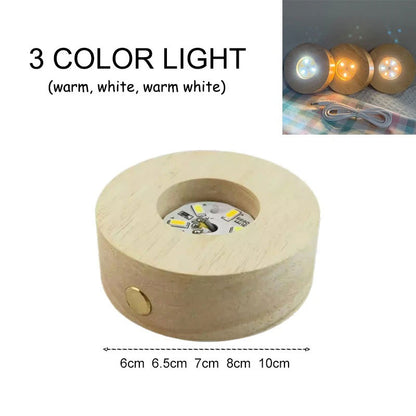 02 CRYSTALHUG™ Wooden LED Lamp Base with Touch Switch Included
