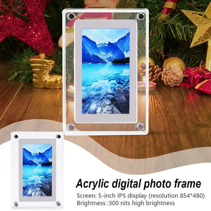 Acrylic Digital Photo Frame 5 Inch 1200mAh Vertical Display IPS