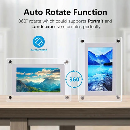 Acrylic Digital Photo Frame 5 Inch 1200mAh Vertical Display IPS