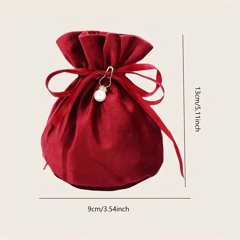 CRYSTALHUG™ Red Velvet Sphere Gift Bag with Pearl Accent Included