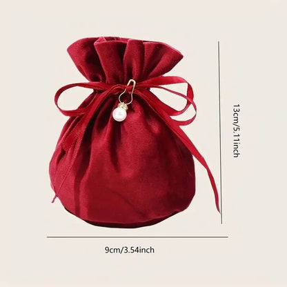 CRYSTALHUG™ Red Velvet Sphere Gift Bag with Pearl Accent Included