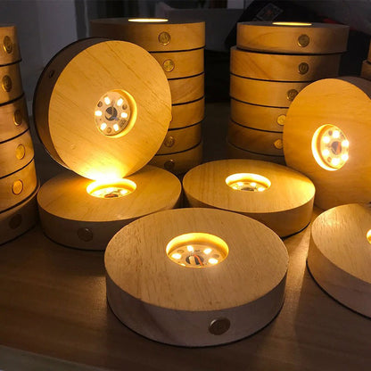 CRYSTALHUG™ Wooden LED Lamp Base with Touch Switch Included