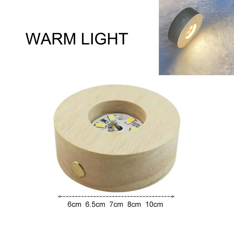 02 CRYSTALHUG™ Wooden LED Lamp Base with Touch Switch Included